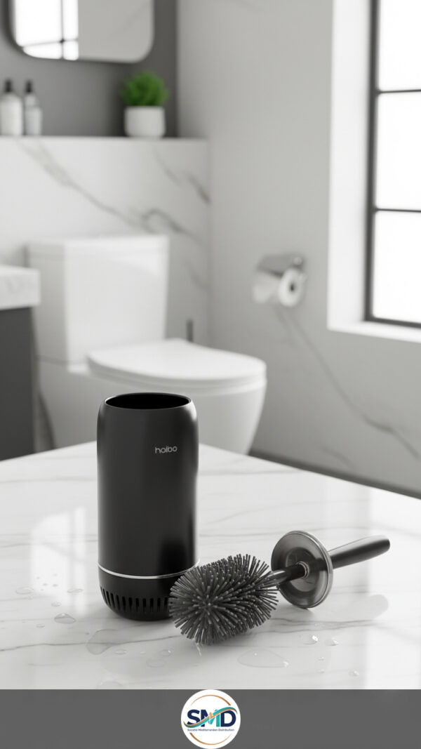 Brosse wc silicone noire + support