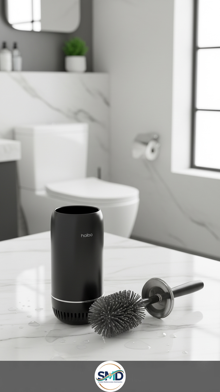 Brosse wc silicone noire + support